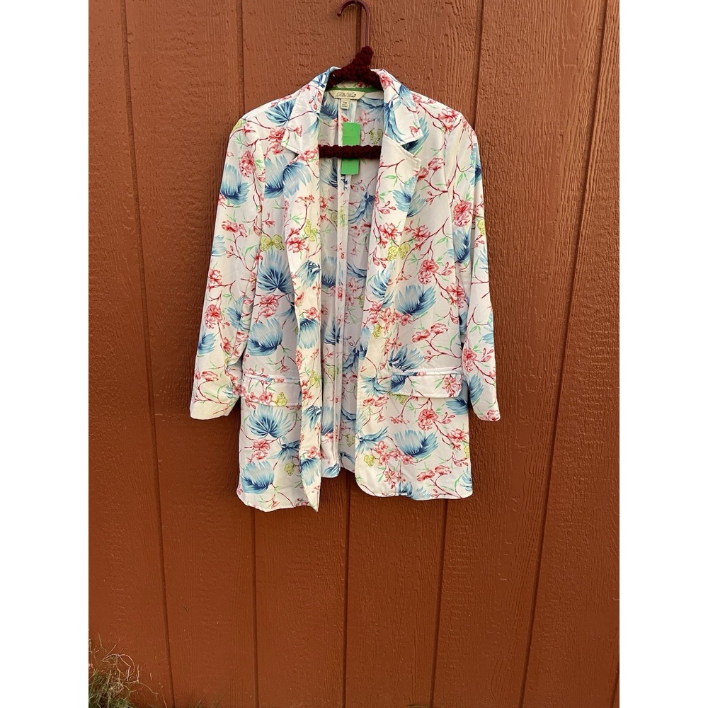 The Pioneer Woman Floral Duster Blazer Women size small/medium white blue pink